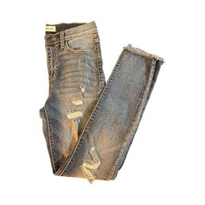 Sneak Peek Light Blue Distressed Skinny Jeans